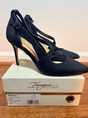 Imagine VINCE CAMUTO Im-Masonie Black Sparkle Pump Size 9M IOB